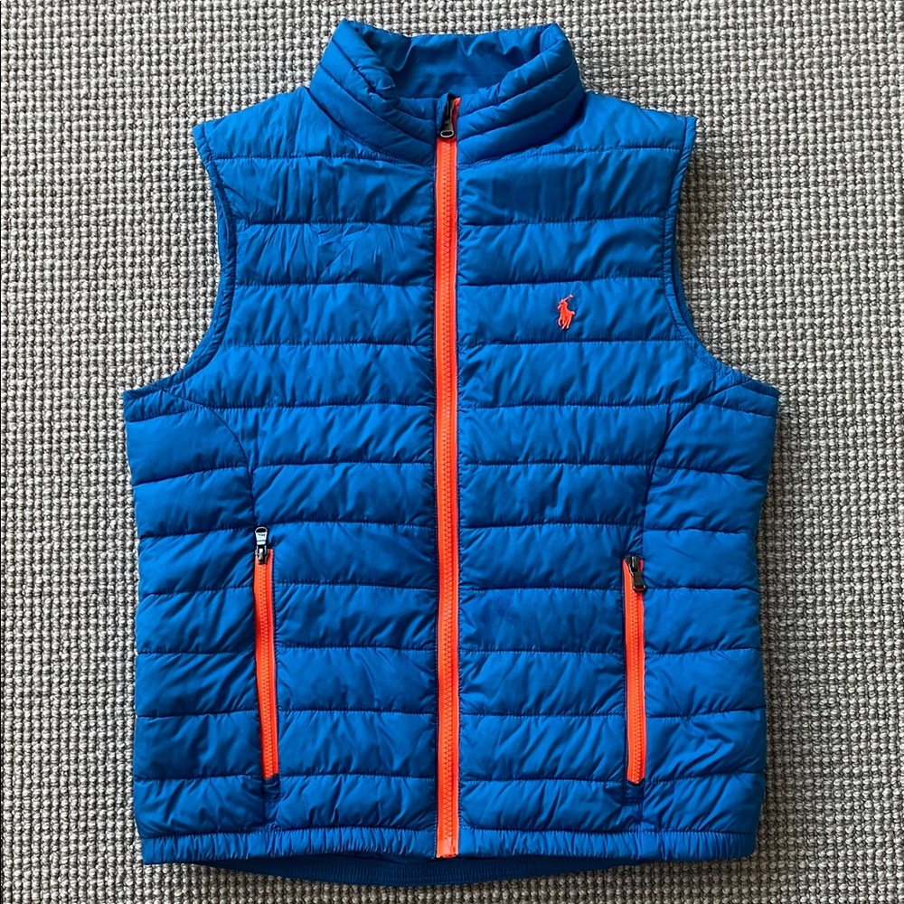Polo Ralph Lauren Youth Blue Vest with Orange Accents - M (10/12)